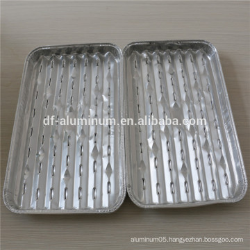 BBQ Aluminum Foil Grill Tray With Holed Bottom Outdoor